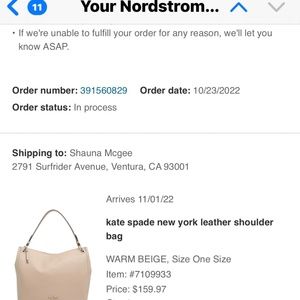 Kate Spade “New York” Leather Shoulder Bag